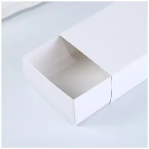 Boîte à tiroir coulissante pour bijoux d'emballage de bagues en carton blanc personnalisé avec logo de petite taille