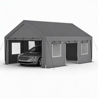 Abri de voiture 13x20 pieds, imperméable, robuste, avec structure galvanisée et fenêtres en maille pour abri de voiture