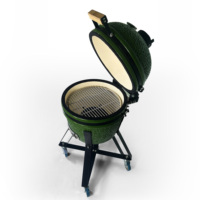 Barbecue au charbon de bois en céramique Kamado miniature portable de 16 pouces, compact, pour l'extérieur, avec support