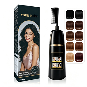 Crème colorante permanente pour cheveux à base d'extraits végétaux longue durée avec pinceau applicateur, prix d'usine, qualité professionnelle - Product Image 1