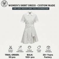 Robe chemise d'été à manches courtes et col à revers pour femme, mini-robe ajustée coupe trapèze, service OEM et ODM disponible