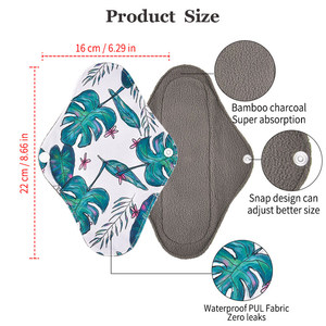 Yeniden kadınlar sıhhi ped yıkanabilir bez adet pedleri bambu kömür nefes sıhhi peçeteler pedleri süper emici - Product Image 2