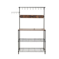 Étagère de rangement réglable à 4 niveaux pour four à micro-ondes, avec prises de courant intégrées, pour cuisine et bar à café
