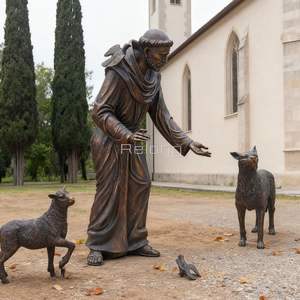 Statua di San Francesco in Bronzo a Grandezza Naturale RELONG, Stile Religioso, Alta Qualità per Decorazione Esterna - Product Image 2