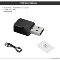 Récepteur Bluetooth 5.1 RX 2 en 1 USB + AUX, kit voiture stéréo, musique, adaptateur récepteur audio sans fil AUX 3,5 mm, kit mains libres, casque