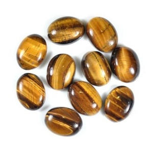 Lot de 5 cabochons ovales en œil de tigre naturel 6x8mm, pierres précieuses pour la fabrication de bijoux, fournisseur en gros Inde - Product Image 1
