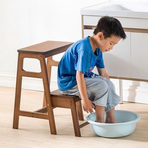 เก้าอี้ไม้สองชั้นสีน้ำตาลสำหรับใช้ในบ้านสำหรับเด็กและผู้ใหญ่ - Product Image 2