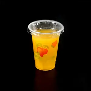 Groothandel Plastic Beker met Custom Logo Gedrukt Wegwerp Clear Bubble Tea Cup met Deksel