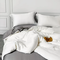 Ensemble de literie 4 pièces en bambou tissé 100% solide 400TC, comprenant un ensemble de draps, un ensemble de housse de couette, un drap-housse, certifié OEKO-TEX, respectueux de l'environnement