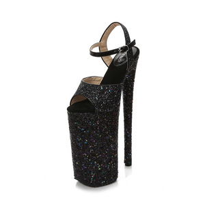 Zapatos de tacón ultraalto de 26 cm para verano, divertidos, sexys, con punta abierta, para pole dance, suela gruesa, parte superior de cristal, con talón abierto, tendencia de moda - Product Image 6