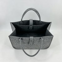 Sac fourre-tout en feutre pliable et durable avec poignées renforcées et bouton, sacs d'épicerie réutilisables personnalisés de taille moyenne