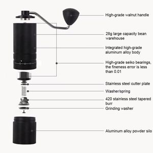 Mini moulin à café manuel portable en alliage 420 en acier inoxydable à 60 niveaux de réglage externe - Product Image 5
