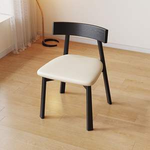 Chaise de salle à manger en bois massif noir style nordique avec dossier pour usage domestique - Product Image 4