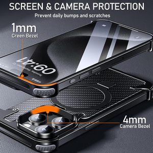Coques de téléphone colorées en fibre de carbone de moyenne densité, design professionnel, avec support anneau magnétique invisible, pour iPhone 16 - Product Image 5