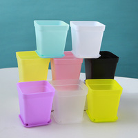 Pot de fleurs en plastique, série Mini Macaron, style INS, haute qualité, carré, épais, créatif, pour plantes succulentes