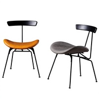 Chaise de salle à manger en fer forgé de style industriel nordique, luxe léger, revêtement en cuir, design multifonctionnel pour la maison et les restaurants