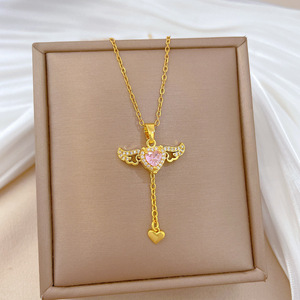 Collana con Ciondolo a Cuore in Acciaio Inossidabile alla Moda, Gioiello di Lusso per Donne con Albero della Vita in Zirconi Brillanti - Product Image 6