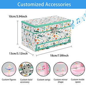 Caja Musical de Joyerí<span class=keywords><strong>a</strong></span> con Diseño Personalizado al por Mayor de Fábrica, Caja Musical con Cajón y Estampado Floral para Regalo de Cumpleaños para Niñas - Product Image 3