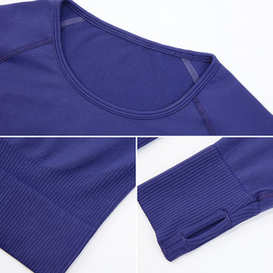 New Seamless Yoga Shirts <b>Crop</b> <b>Top</b> Long Sleeves Shirts for Women Yoga Fitness Gym Workout Sports Shirts With Thumb Hole - Product Image 4