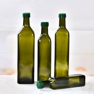 Botella Dispensadora de Aceite de Oliva Cuadrada Vacía de 100ml, 250ml, 500ml, 750ml, de Vidrio Transparente Verde, con Tapa de Rosca, Personalizable con Logotipo por Termoimpresión - Product Image 4