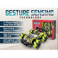 Voiture télécommandée RC de cascades avec détection de geste, 11 canaux, fonction drift, lumières musicales, pulvérisation de brume, double commande, gant de commande, pour enfants