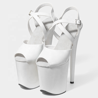 Vente en gros de sandales de danse pour femmes à plateforme de 20 cm, avec bride de cheville, style exotique d'été, talon haut, dessus en PU et semelle extérieure en caoutchouc