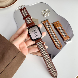 Correa de Reloj <span class=keywords><strong>Ivanhoe</strong></span> de Lona y Cuero Genuino, Diseño Simple y Moderno, Compatible con Apple Watch Series 4 a 8 SE 41 45mm, Uso Diario Informal - Product Image 2