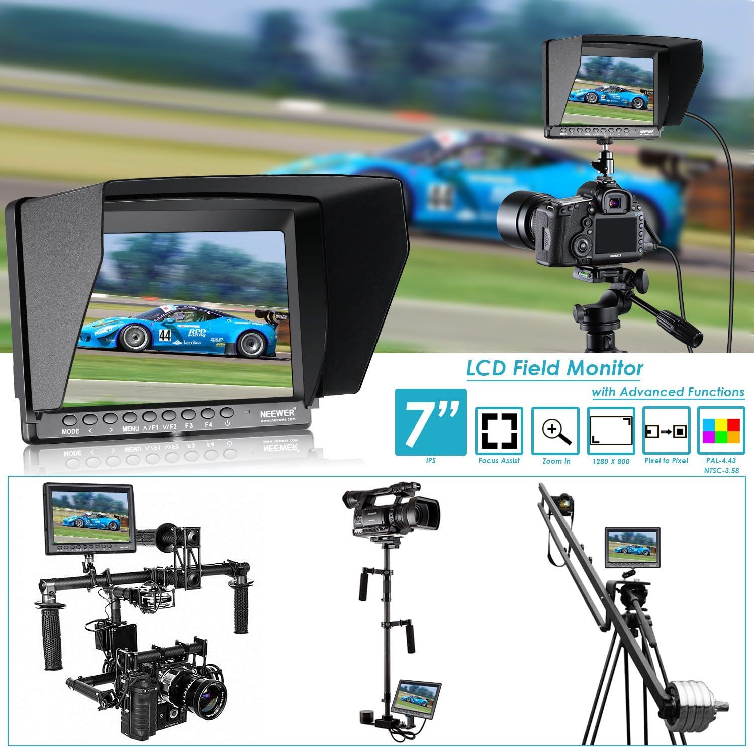 Neewer F100 7inch HD Video Assist IPS 1280x800 Camera Field Monitor
