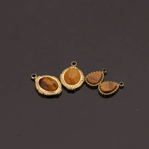 Ciondoli a Goccia in Occhio di Tigre Placcati Oro in Acciaio Inossidabile <span class=keywords><strong>per</strong></span> Creazione di Gioielli Fai-da-Te alla Moda - Product Image 2