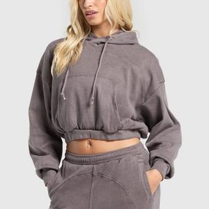 Sudadera con Capucha Corta Personalizable Multicolor, Holgada, de Manga Larga para Mujer, para Primavera y Otoño - Product Image 4