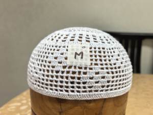 Chapeau musulman en <span class=keywords><strong>coton</strong></span> pur <span class=keywords><strong>DMC</strong></span> tissé à la main, chapeau blanc islamique pour hommes. Kippa - Product Image 5