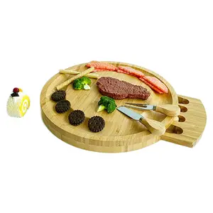 Factory Charcuterie board Cheese cutting board set Tabla de quesos Wooden cheese plate Bamboo cheese board with Cutlery set