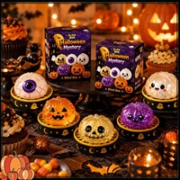 Boîte Mystère d'Halloween : Jouets Squishy en Forme de Dumplings en TPR à Rebond Lent, Jouet Anti-Stress pour Cadeau de Fêtes