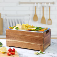 Poubelle à compost de cuisine, poubelle à compost de comptoir, seau à compost en bois avec insert en acier inoxydable