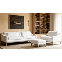 Ensemble de canapés de salon modernes et écologiques en tissu, comprenant un canapé 3 places, un fauteuil et un ottoman, pour la maison, l'hôtel, la villa, la salle à manger