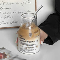 Tasse en verre à café glacé transparent de 650ml en gros Tasse en verre réutilisable résistante à la chaleur pour lait/jus/latte