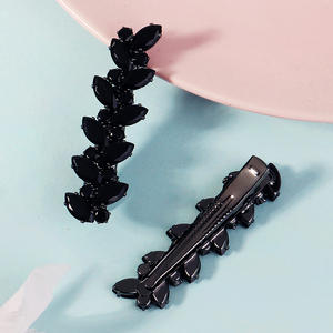 新款闪亮锆石侧发夹 2 件/套 甜美百搭叶形发饰 时尚日常发夹 - Product Image 5