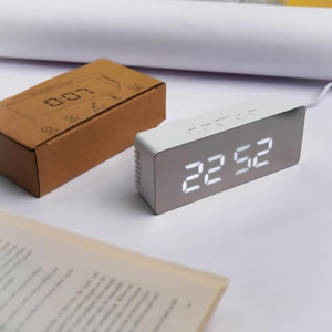 Horloge numérique moderne avec miroir, affichage LED, alarme de température et de temps, pour la maison, le bureau ou la table - Product Image 5