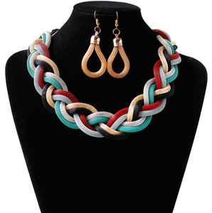 <span class=keywords><strong>Rellecona</strong></span> Dệt Thiết Kế Đa Màu Vòng Cổ, Bông Tai Trang Sức Set - Product Image 4