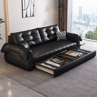 Canapé-lit moderne minimaliste en cuir pliable et extensible anti-rayures, multi-fonctions 2-en-1 avec rangement et structure en métal
