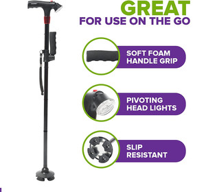<span class=keywords><strong>Canne</strong></span> de marche pliante légère de voyage de qualité supérieure avec lampe de poche LED-alarme SOS-avec pointe de <span class=keywords><strong>canne</strong></span> Flexible antidérapante et poignée supplémentaire - Product Image 6