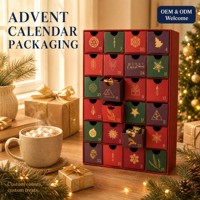 Calendrier de l'Avent Personnalisé OEM ODM en Gros, Boîte de Compte à Rebours de Noël 24 Jours avec 25 Compartiments, Usine Certifiée ISO 9001