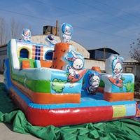 Château gonflable pour enfants avec toboggan, motif astronaute, lapin et chat de dessin animé, pour fêtes en plein air et aires de jeux