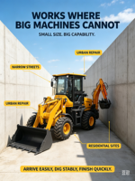 Chargeuse-pelleteuse articulée 4x4 multifonctionnelle à prix d'usine, machine compacte de terrassement et de chargement avec cabine entièrement fermée