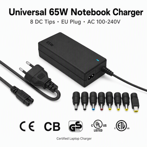 อะแดปเตอร์แปลงไฟโน้ตบุ๊ค <span class=keywords><strong>THEONE</strong></span> Universal 65W พร้อมหัวปลั๊ก DC 8 แบบ ปลั๊ก EU รองรับไฟ AC 100-240V ได้รับการรับรองมาตรฐาน  อะแดปเตอร์สำหรับแล็ปท็อป 65W 90W - Product Image 1