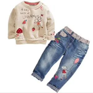 Sport wholesale fashion casual wear cotton long sleeve two pieces suit kids clothes little girls children clothing europe