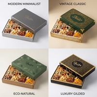 Boîte cadeau de Noël de luxe pour fruits secs, boîte carrée en carton avec couvercle, gaufrage, recyclable, pour chocolats et autres cadeaux alimentaires de Noël