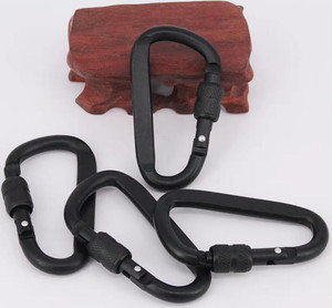 HXY Custom Heavy Duty Aluminum D-Shaped Carabiner 7cm Hammock Locking Ring <strong>Safety</strong> Screw Gate Metal Key <strong>Chains</strong> Offset Printing - Product Image 6