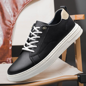 Chaussures décontractées pour hommes en cuir de vachette respirant à petits trous, nouvelle collection automne, légères, couleur unie blanche, doublure en microfibre - Product Image 5