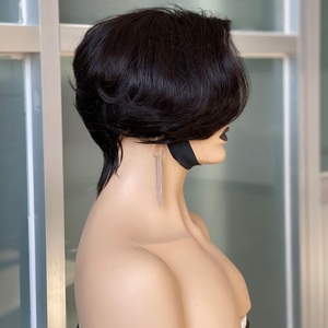 Joywigs-Peluca de cabello humano con encaje frontal, pelo brasileño de 8 pulgadas, <span class=keywords><strong>Bob</strong></span> Pixie, Color Natural, 130% de densidad - Product Image 4